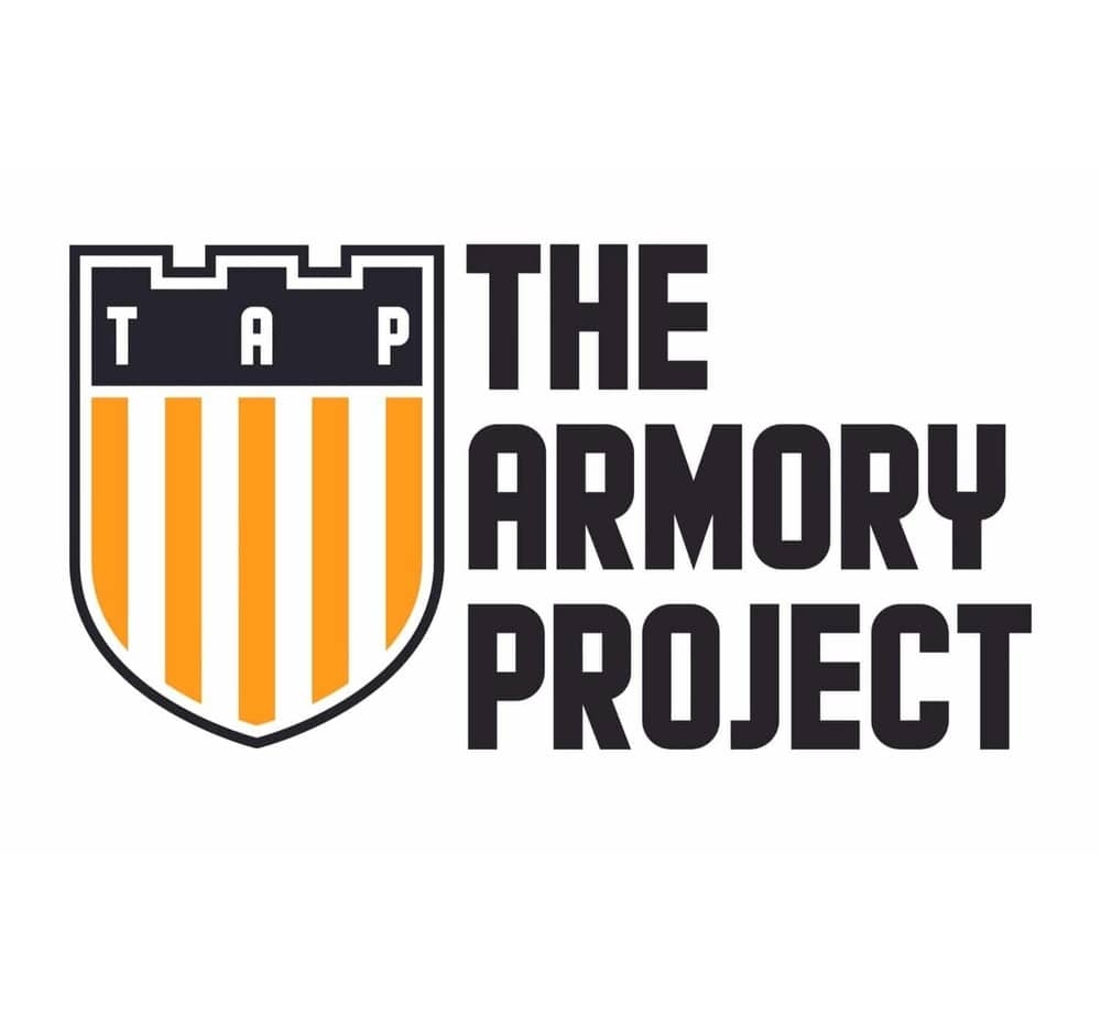 The Armory Project | Apocalypse Sports The Armory Project logo with a black and orange shield